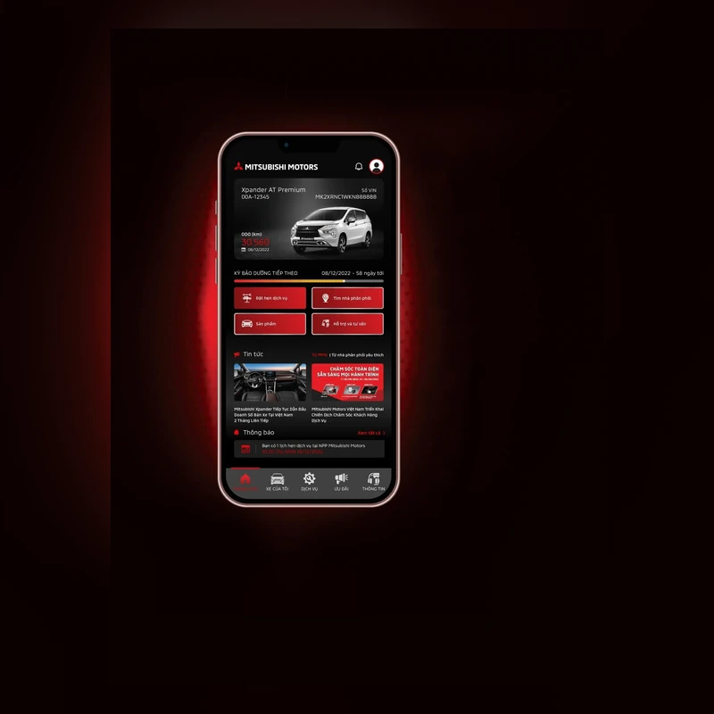 Mitsubishi Connect+ application screen from the Twin portfolio