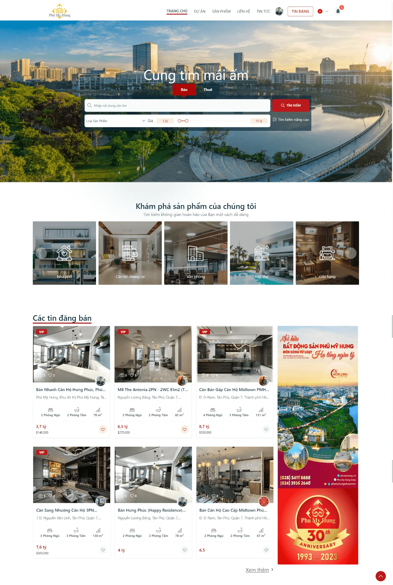 Phu My Hung property website interface