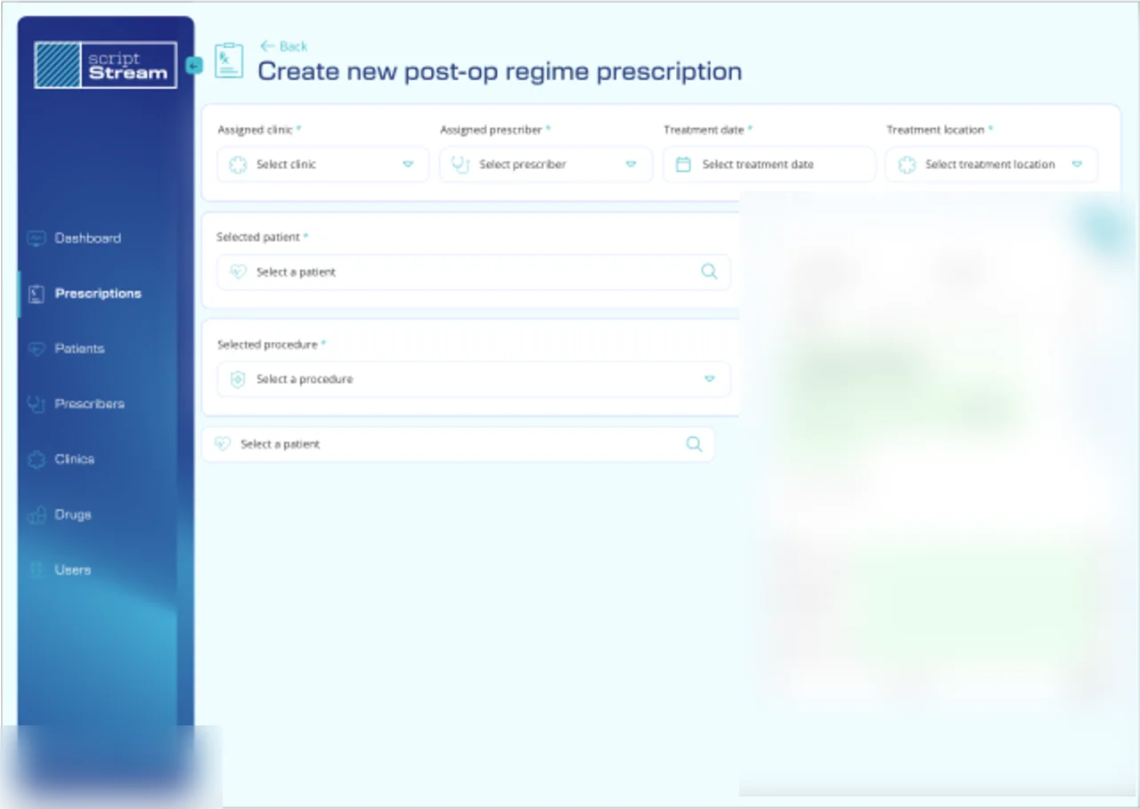 ScriptStream create prescription screen with sensitive source data redacted