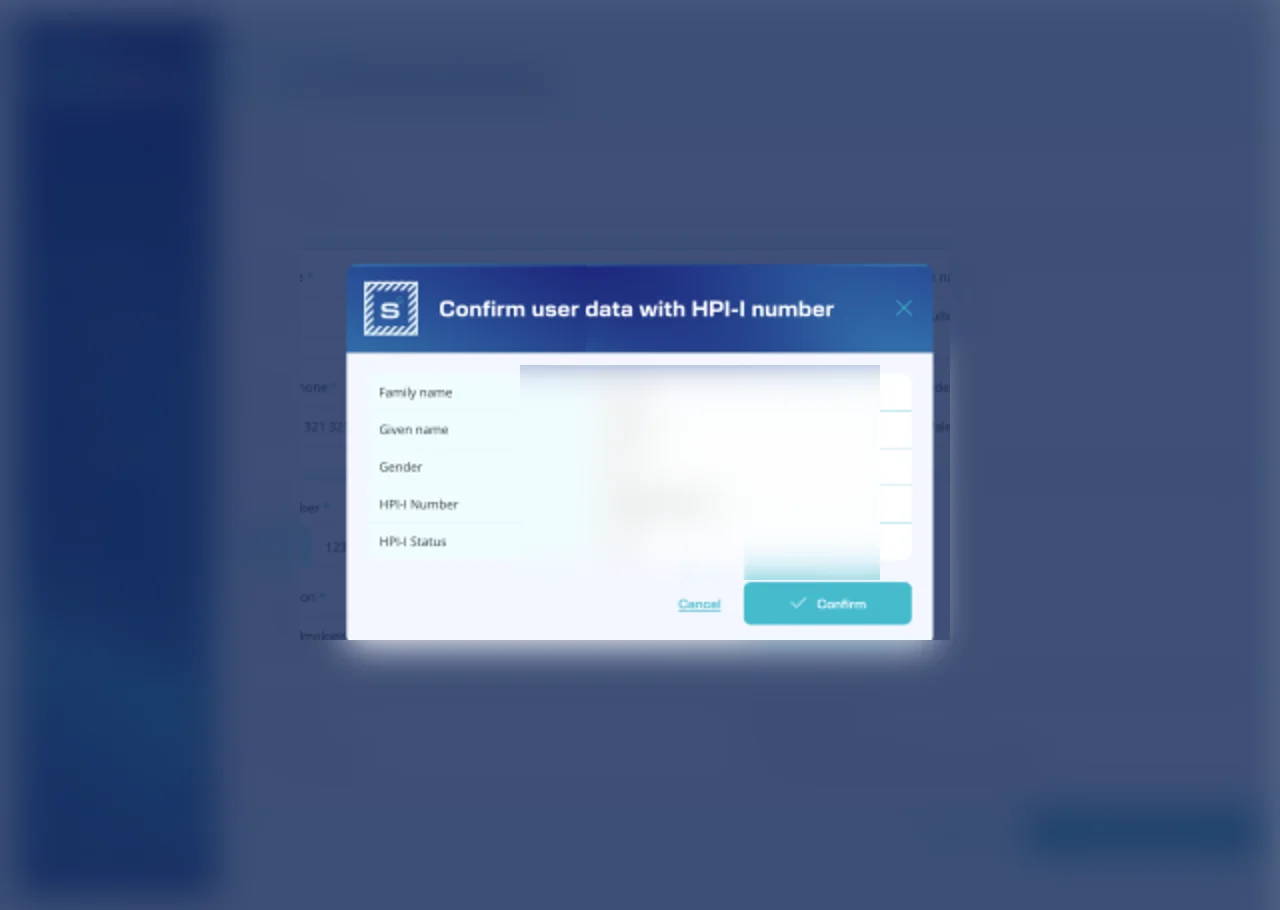 ScriptStream Healthcare Identifier confirmation interface with identifying values blurred