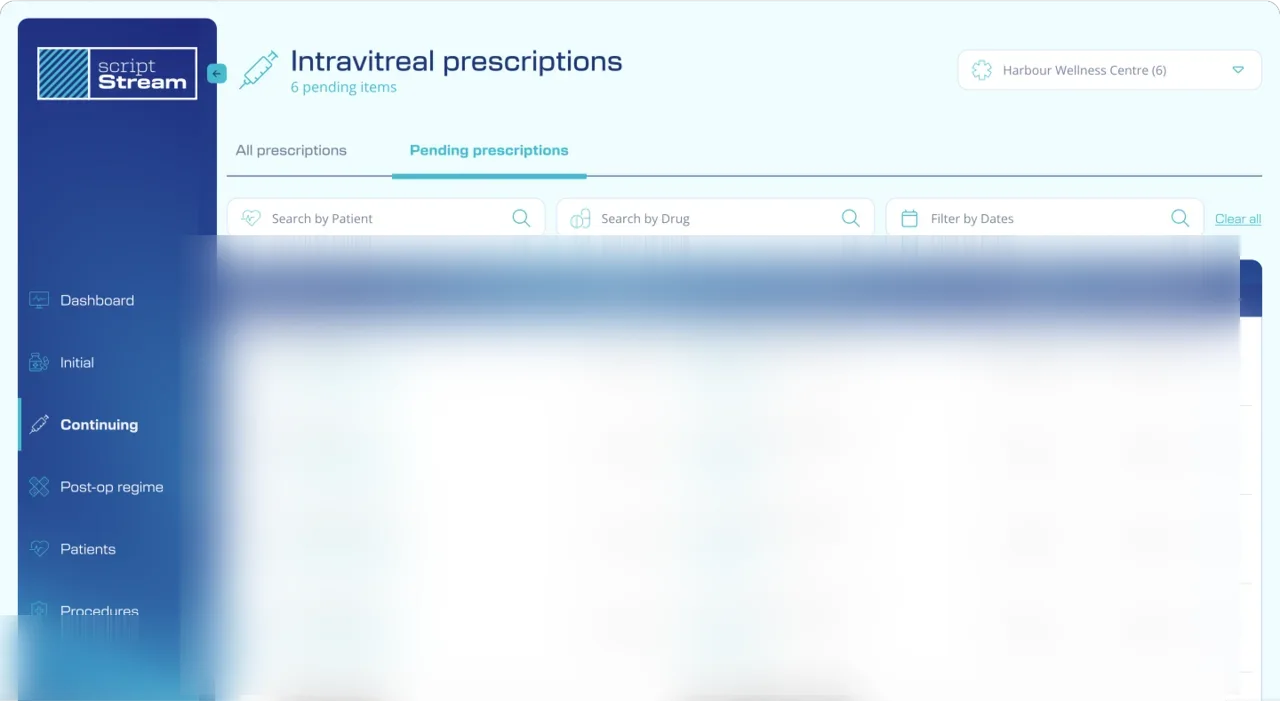 ScriptStream dashboard showing pending prescription work