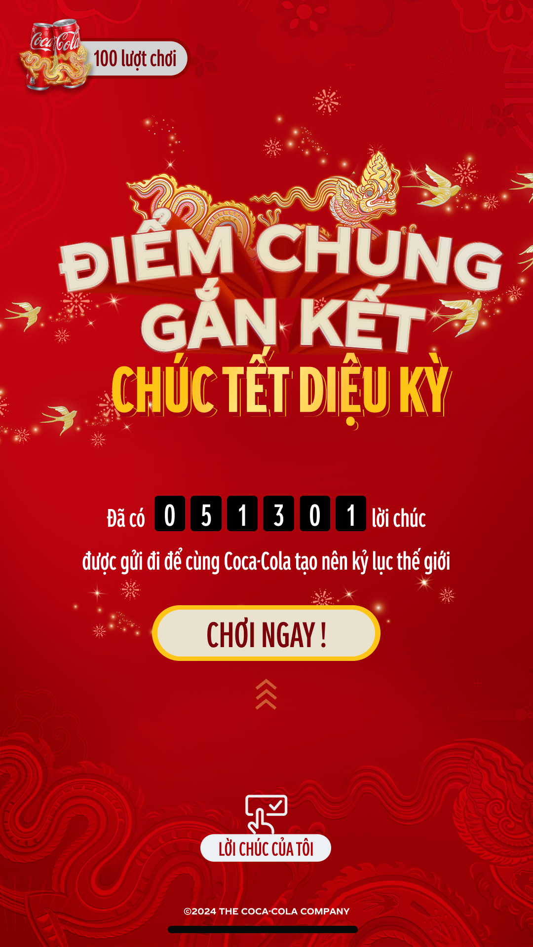 Coke Tết New Year greeting game screen